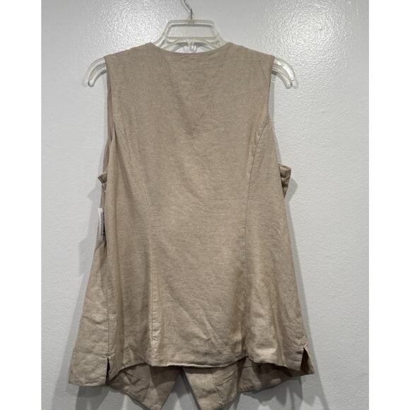 Old Navy Linen Wrap Top Womens Size Tall Large Beige V Neck Sleeveless Coastal - Picture 4 of 6